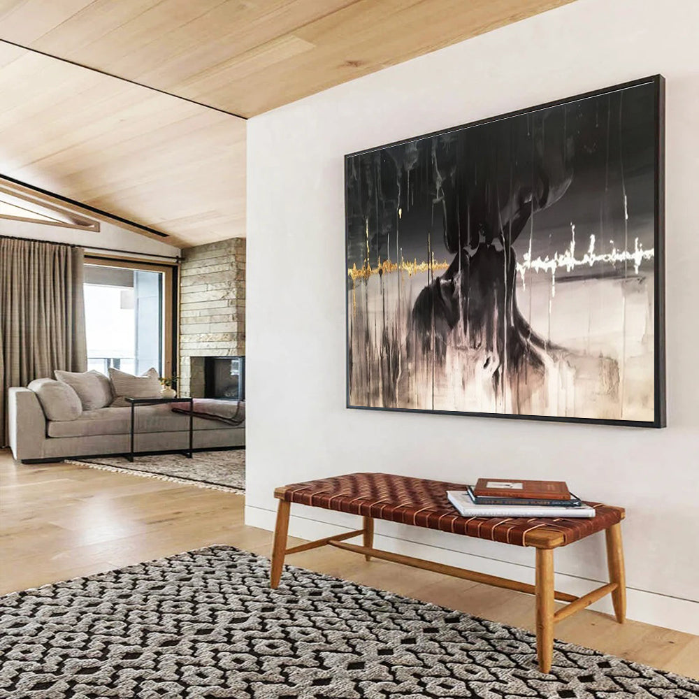 Captivating Large Abstract Artwork with Dynamic Texture for Bedroom & Dining Room DKH900