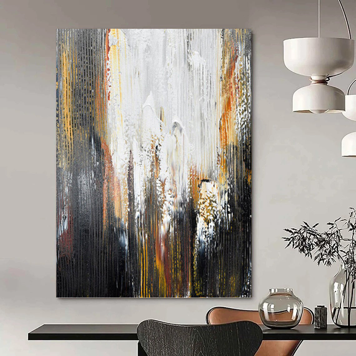 Enormous Hand - Painted Textured Abstract Canvas for Science Lab & Research Facility DKH1229