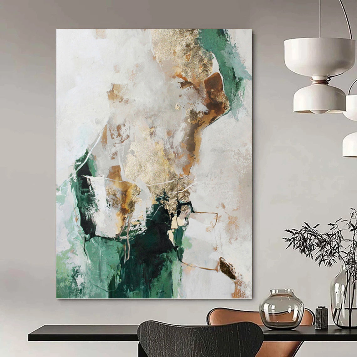 Custom - Designed Hand - Painted Textured Abstract Canvas for Bedroom & Office DKH1008