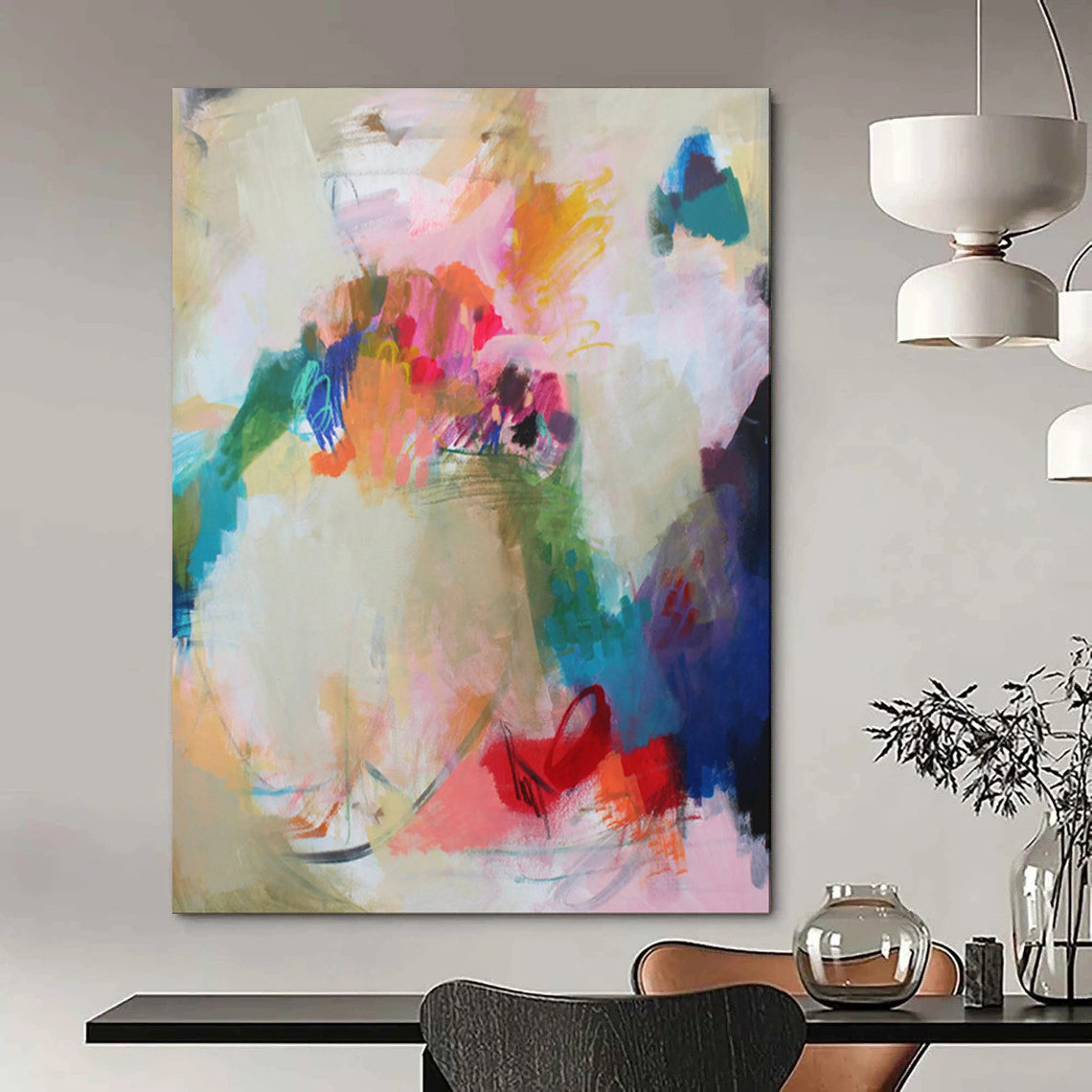Large-Scale Custom Hand-Painted Abstract Art for Hallway & Entryway LargeART1856