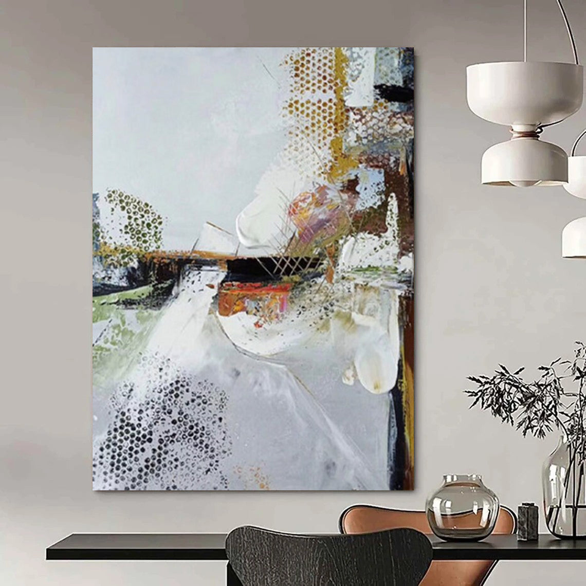 Extended - Reach Hand - Painted Textured Custom Abstract Painting for Dining Room and Living Room DTP047