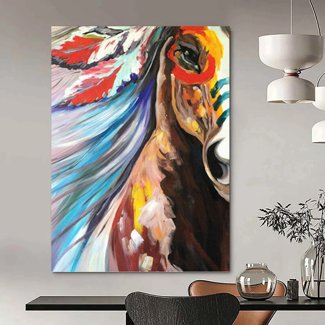 Large - Sized Enchanting Hand - Painted Textured Abstract on Canvas for Dining Room & Entryway DKH1426