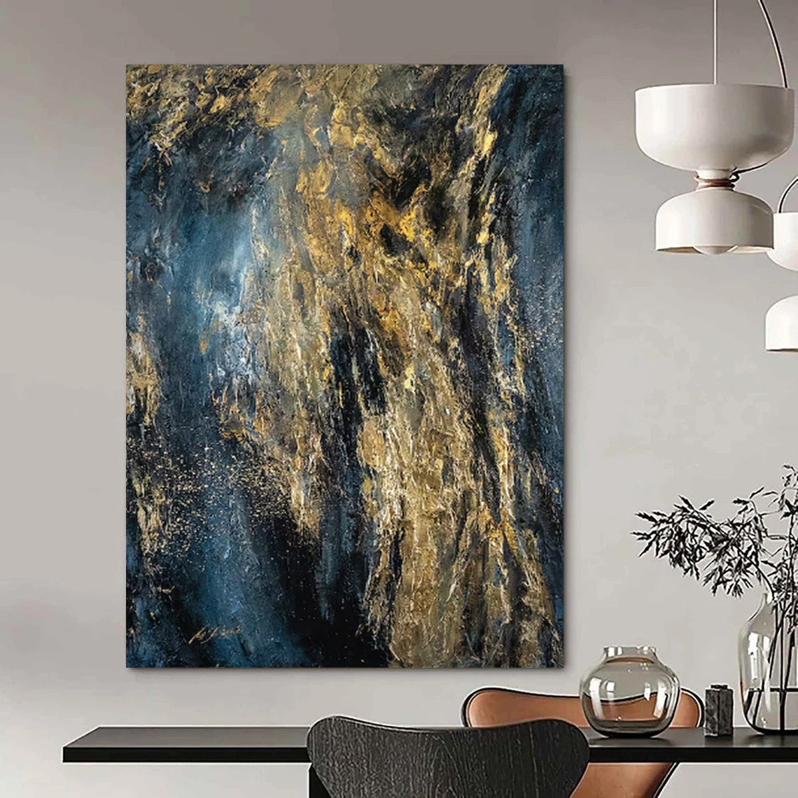 Massive-Scale Hand-Painted Abstract Canvases for Bar & Rooftop Lounge LargeART2246