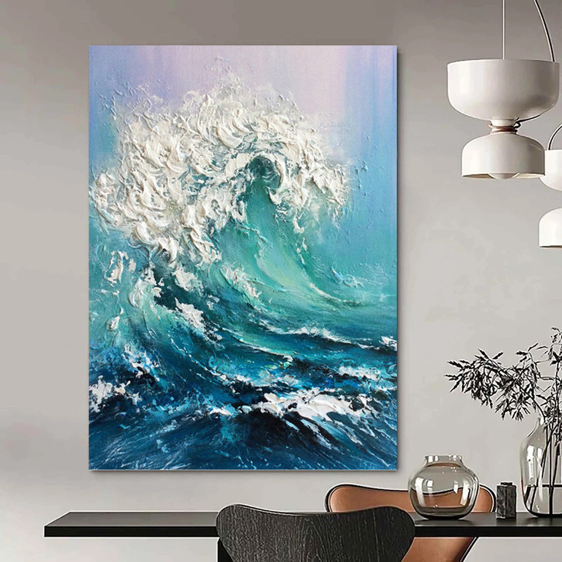 Large - Sized Hand - Painted Custom Abstract Painting (with Three - Dimensional Textures), Revitalizing Entryway and Living Room DKH1448