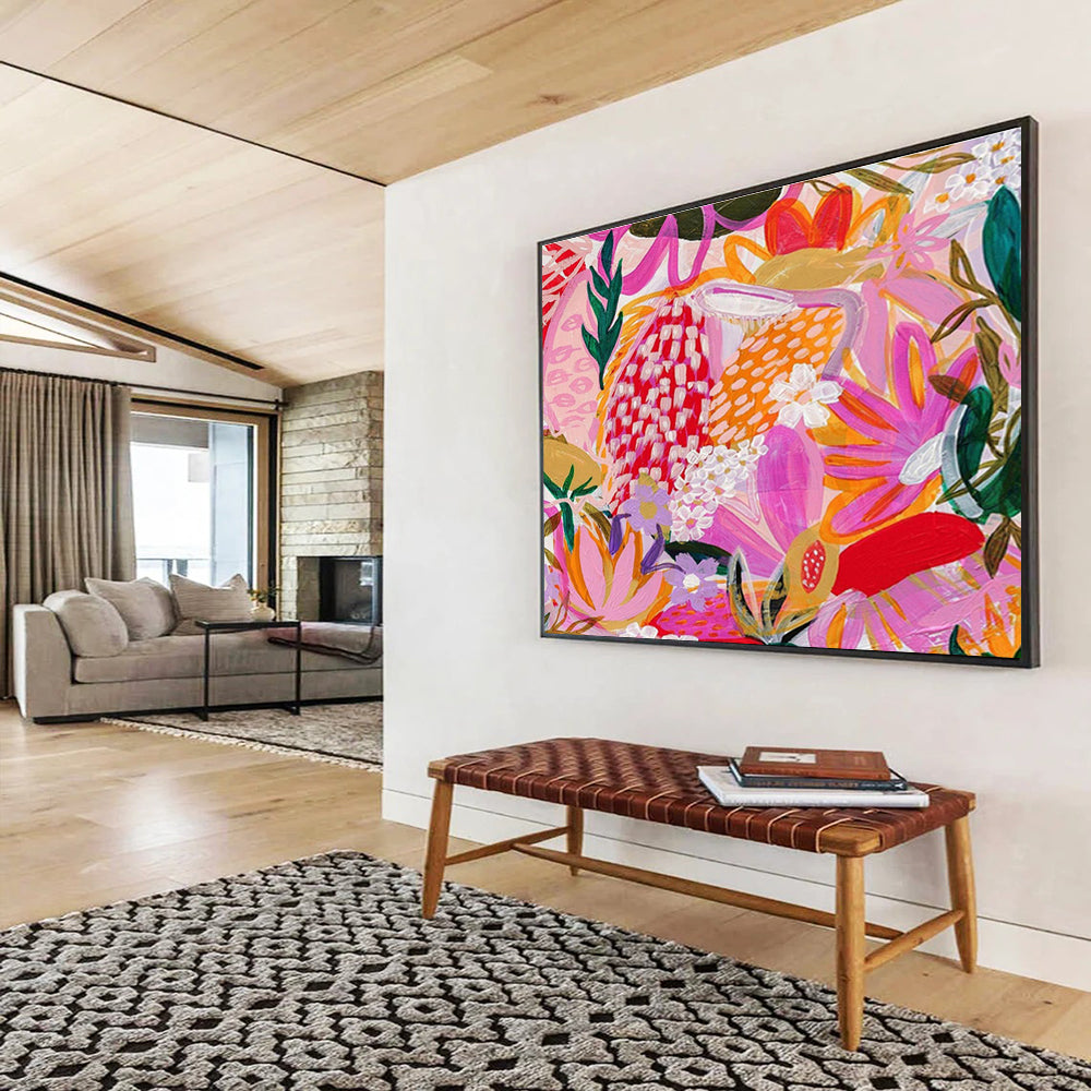 Large - Format Textured Hand - Painted Abstract Artwork for Space Accent DKH708