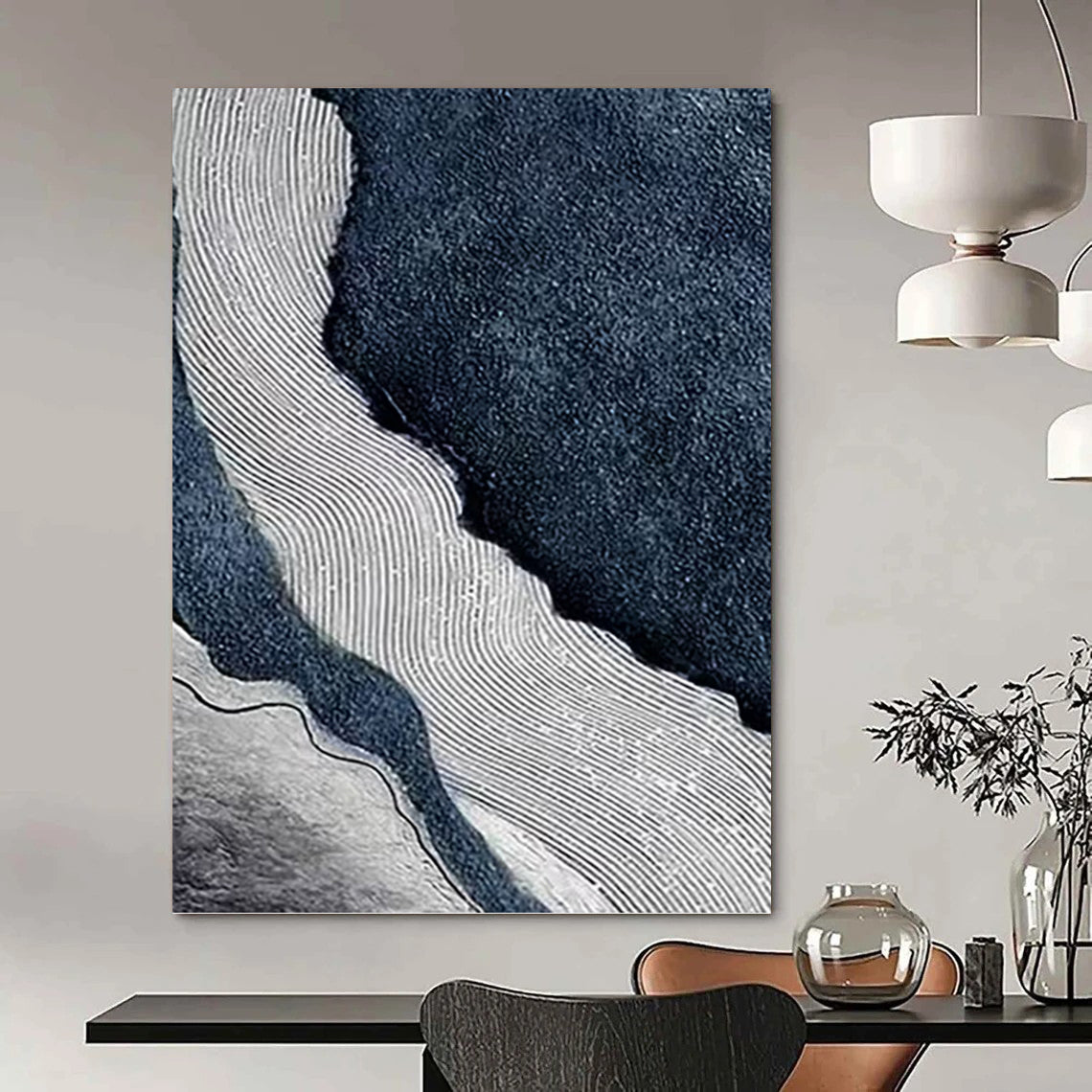 Enormous - Sized Vertical Hand - Painted Textured Custom Abstract Ode, for Living Room and Entryway DKH1536