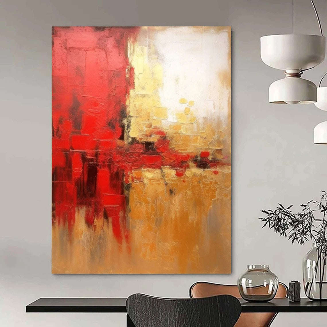 Jumbo - Scale Hand - Painted Textured Custom Abstract Canvas for Office and Entryway DTP069