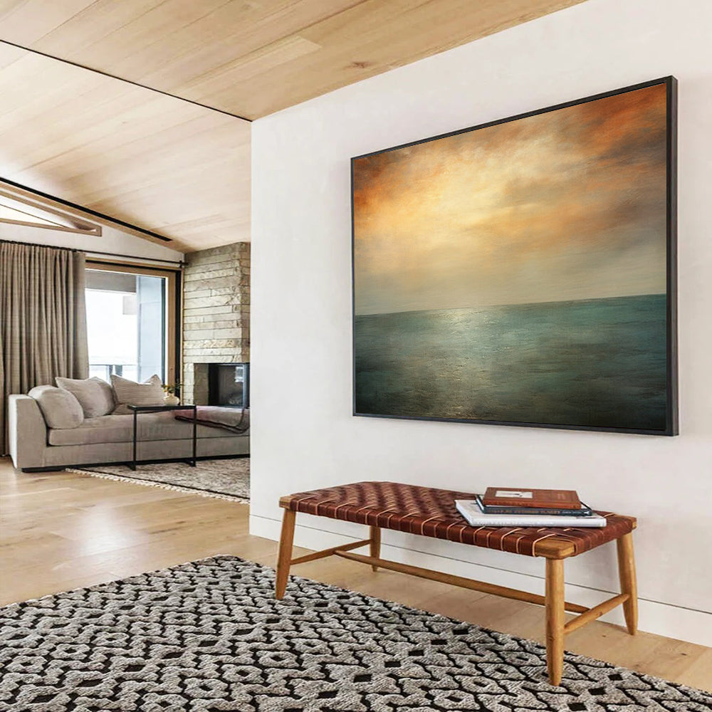 Serene Sea & Sky Abstract - Coastal Living Room Bliss DLZ010