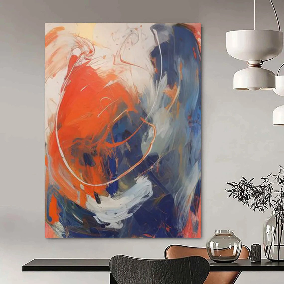 Lily Pads: Immense - Sized Hand - Painted Custom Abstract Artwork for Office and Dining Room DTP133