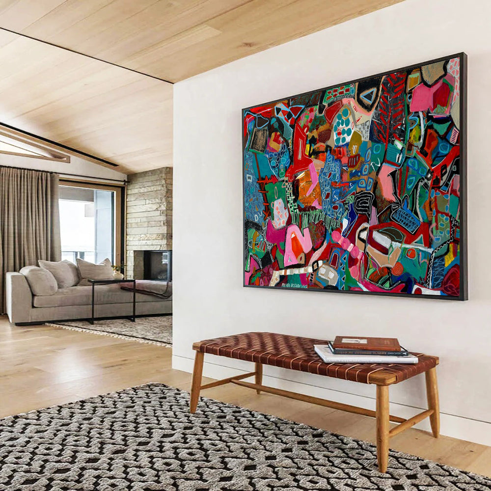 Colorful Abstract Mosaic - Vibrant Living Room or Office Art DLZ242