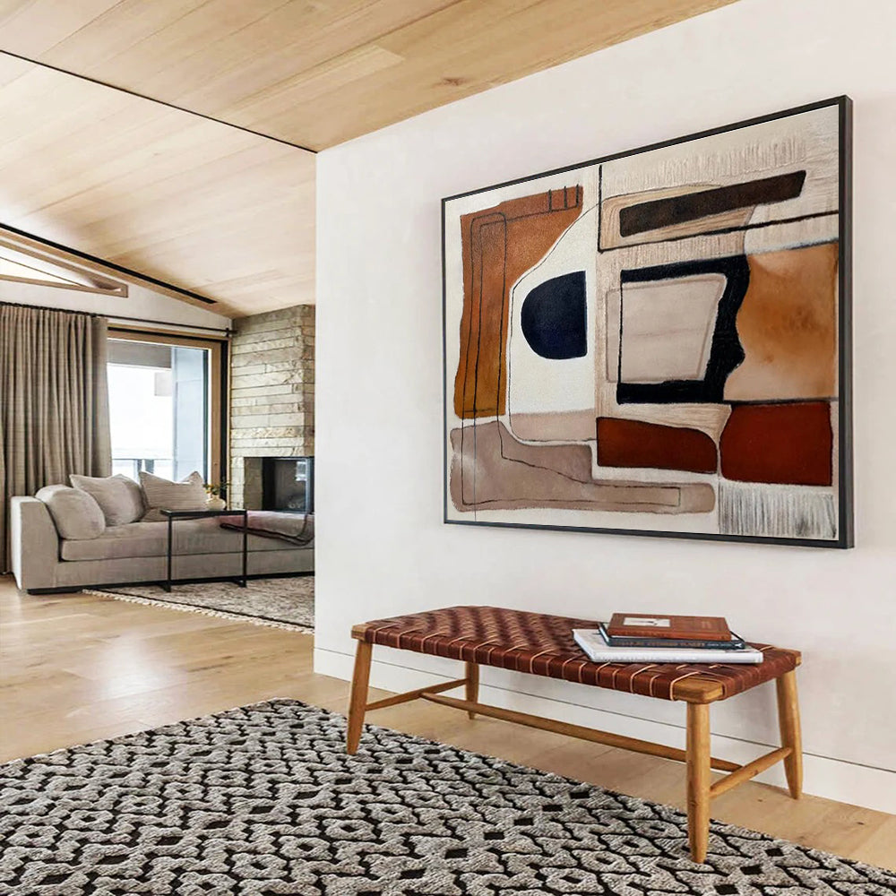 Large - Format Hand - Painted Textured Abstract Painting for Decorative Impact DKH655