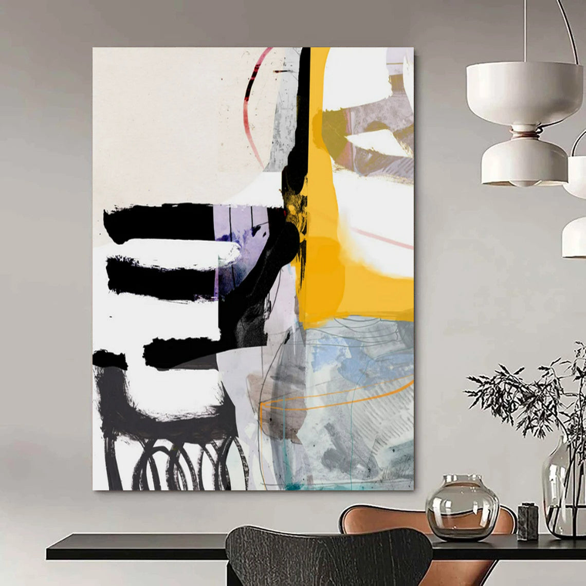 Monumental-Sized Hand-Painted Abstract Wall Art for Office & Living Room LargeART2313