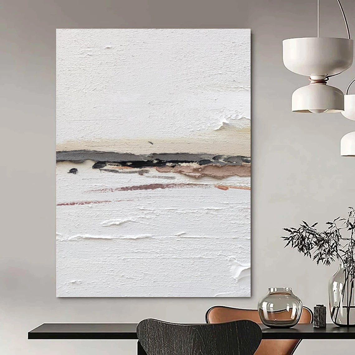 Large Vertical Custom Abstract Hand - Painted Canvas for Office and Bar DKH1664