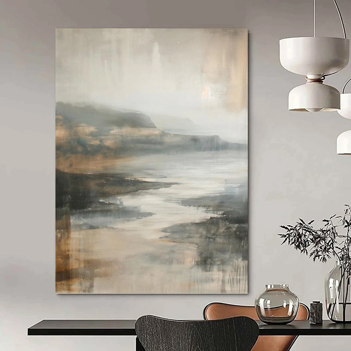 Hand - Painted Custom Textured Abstract Painting for Living Room & Dining Room DKH1001