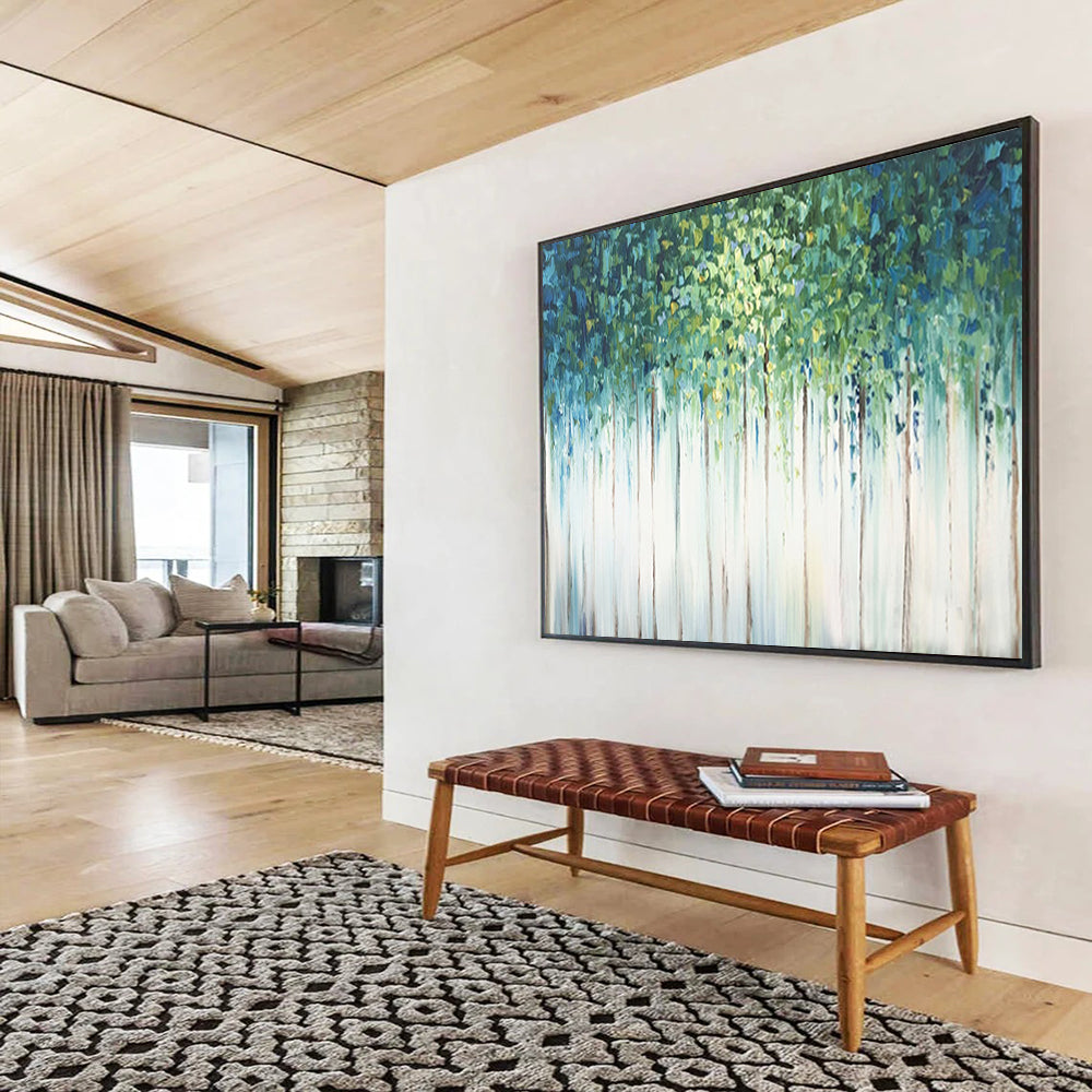 Forest Canopy Drip Painting - Nature - Inspired Living Room Art DLZ206