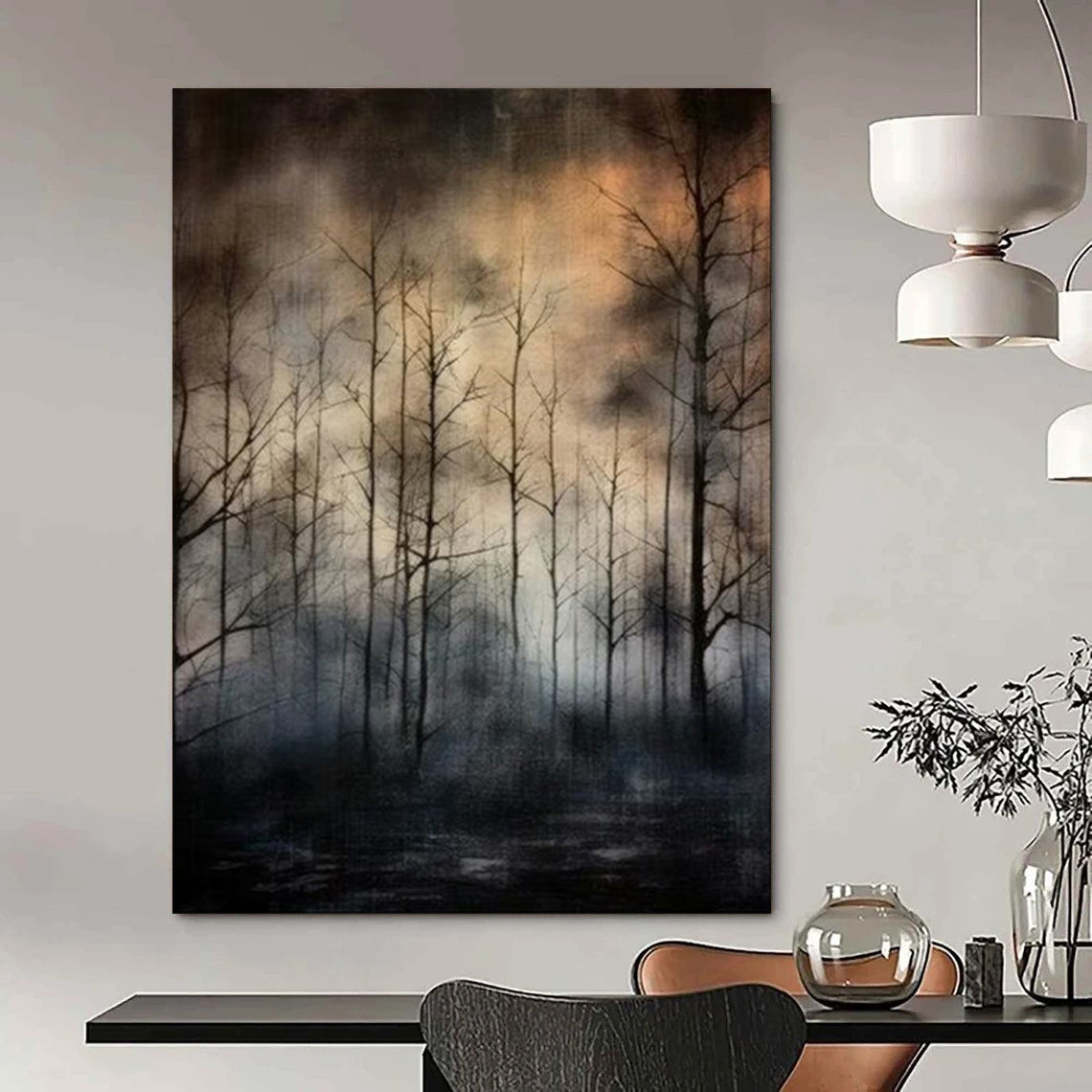 Custom Hand-Painted Abstract Mural for Office & Hotel LargeART1913