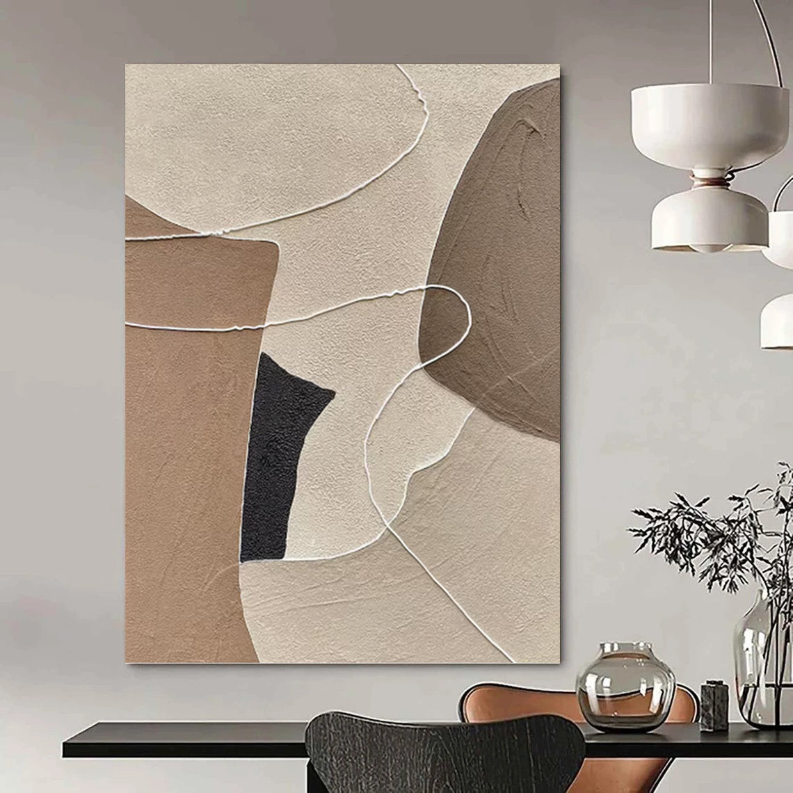 Polished Hand - Painted Textured Abstract Canvas for Hallway & Living Room DKH1313