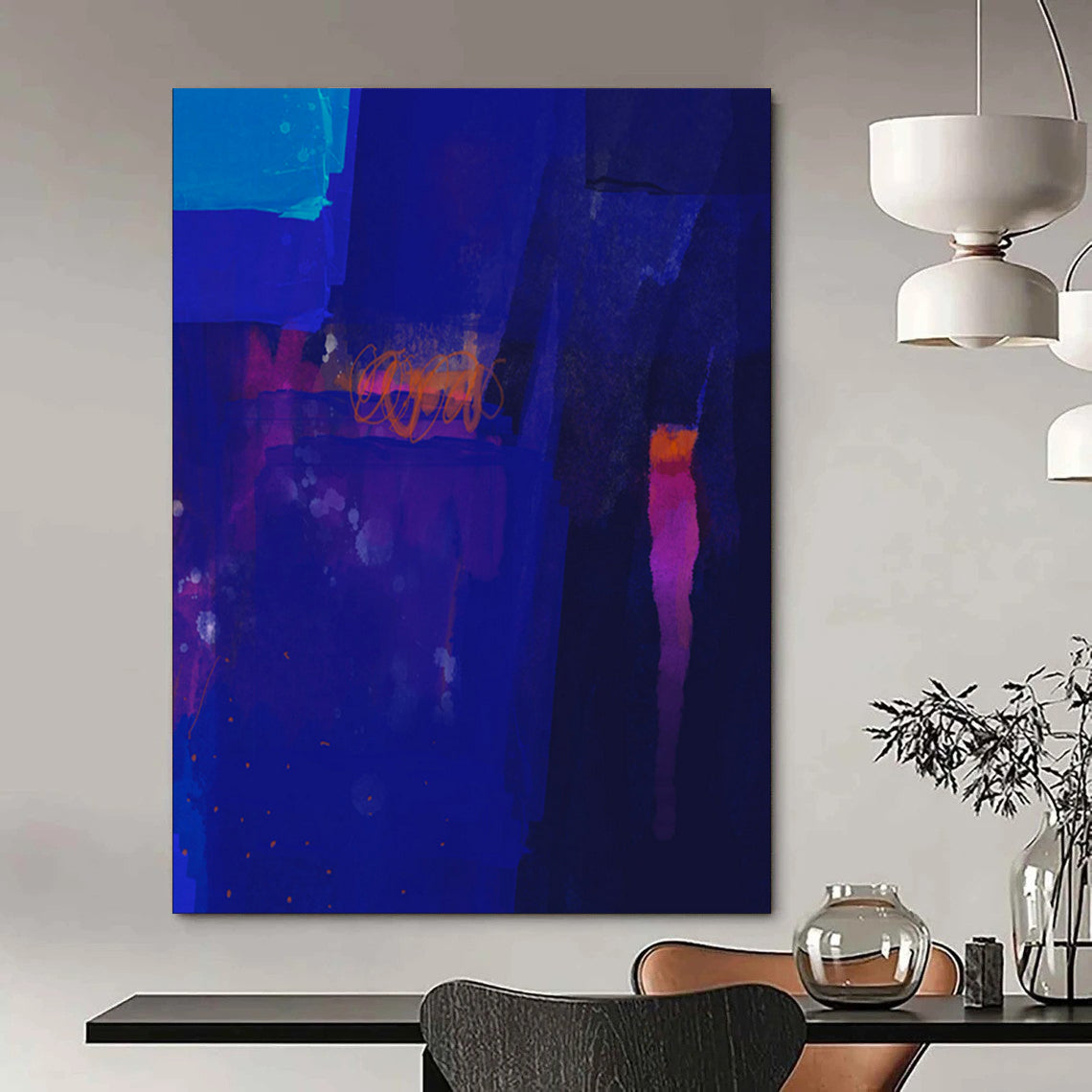 Oversized Custom Hand-Painted Abstract Canvas for Hotel & Entryway LargeART1820