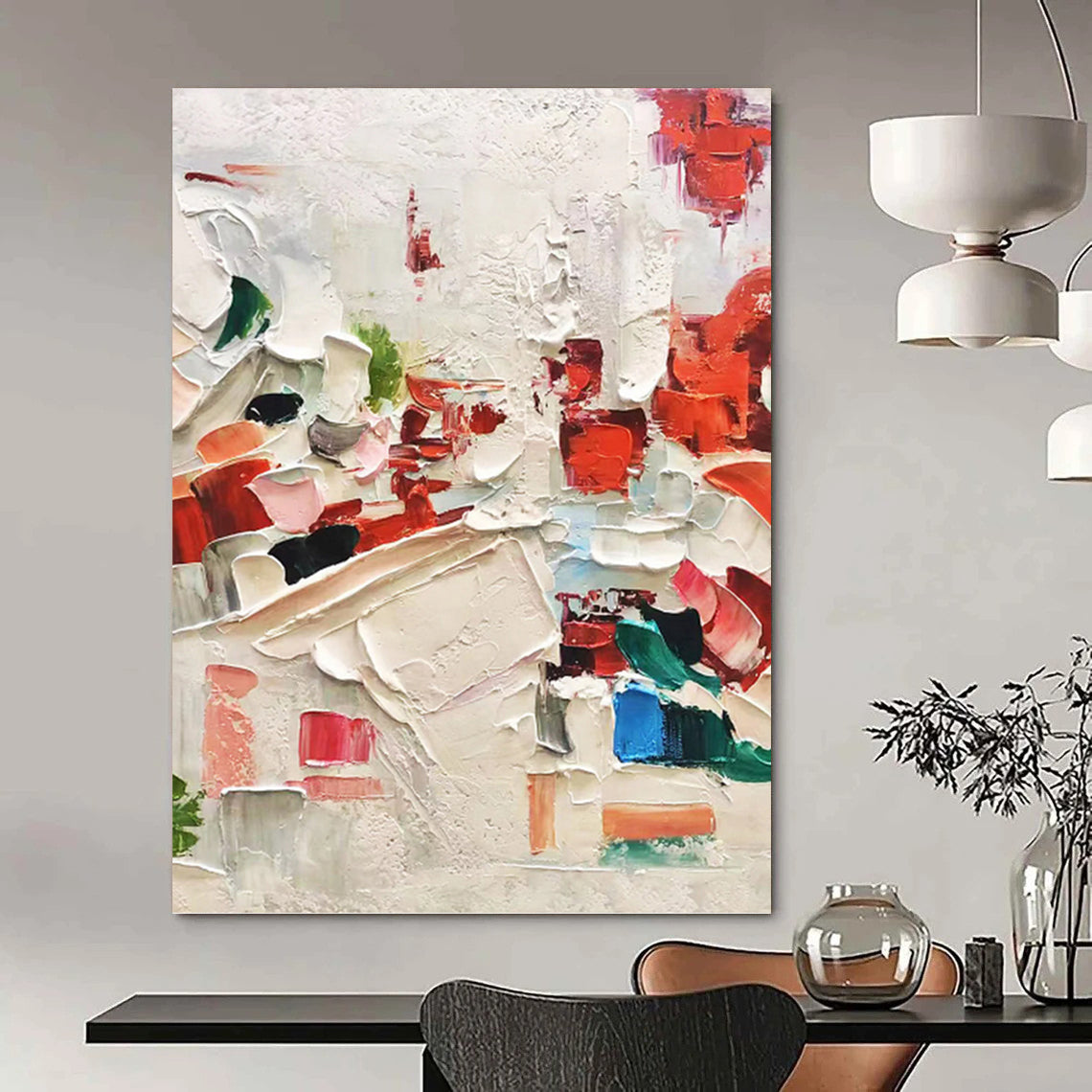 Large - Format Hand - Painted Custom Texture Canvas Abstract for Bedroom & Hallway DKH1044