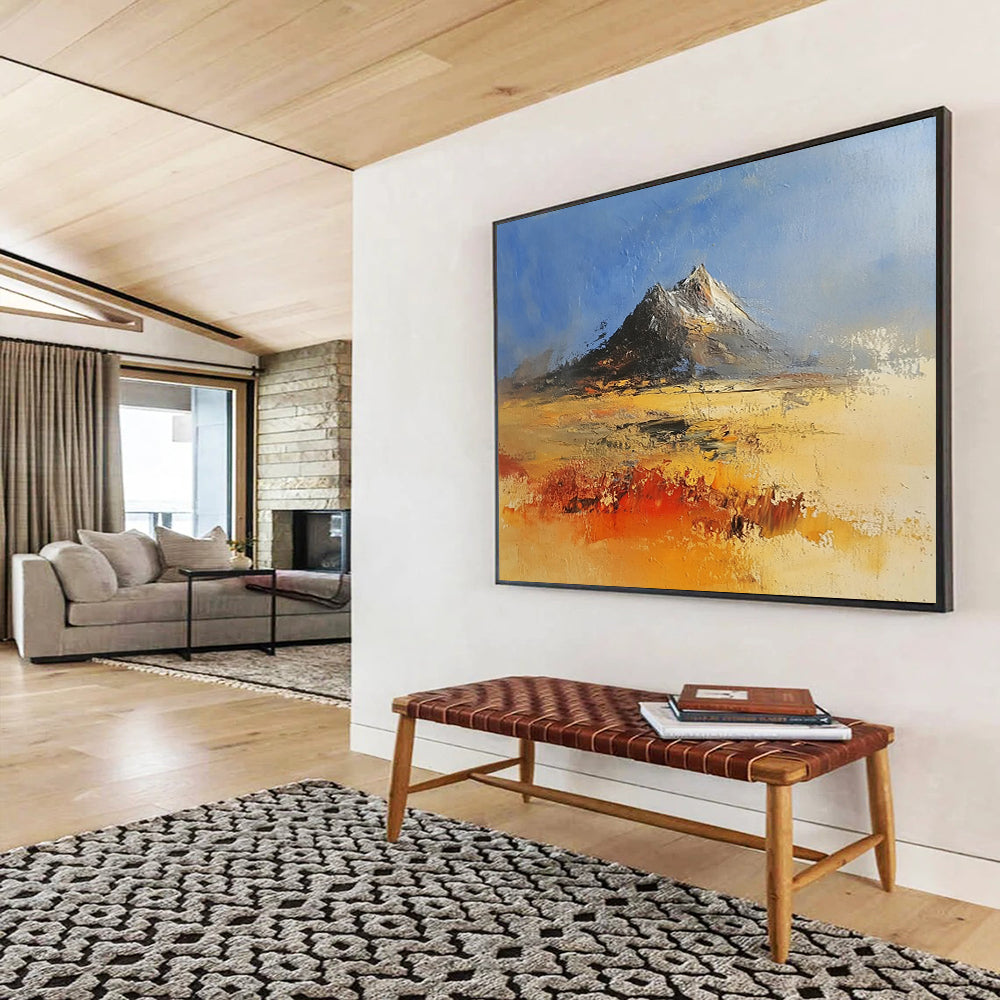 “Impasto Mountain Landscape in Warm Hues” - Impressionist - Inspired Painting On Canvas HB0521