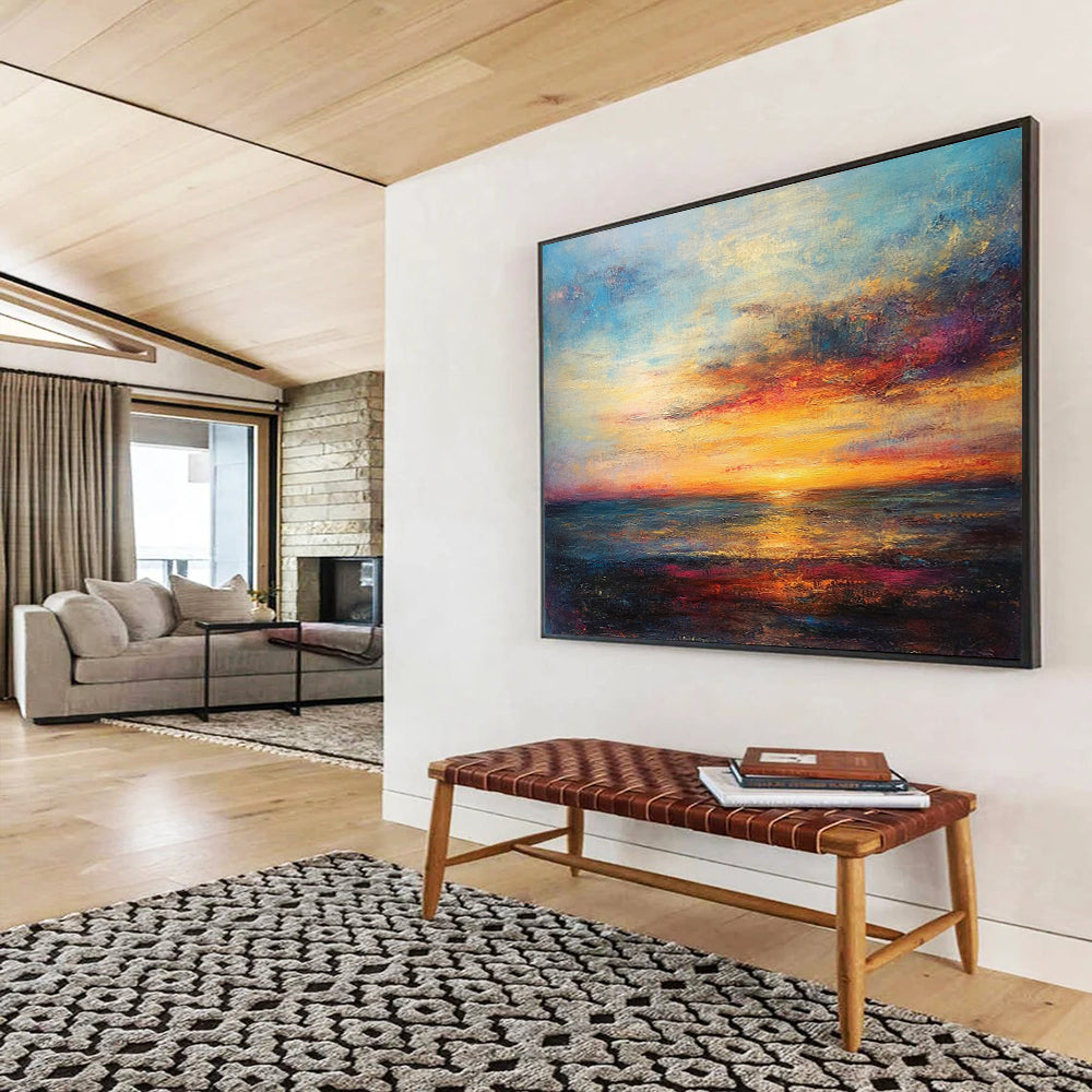 Colorful Sea Sunset - Romantic Landscape Oil Painting On Canvas HB0477