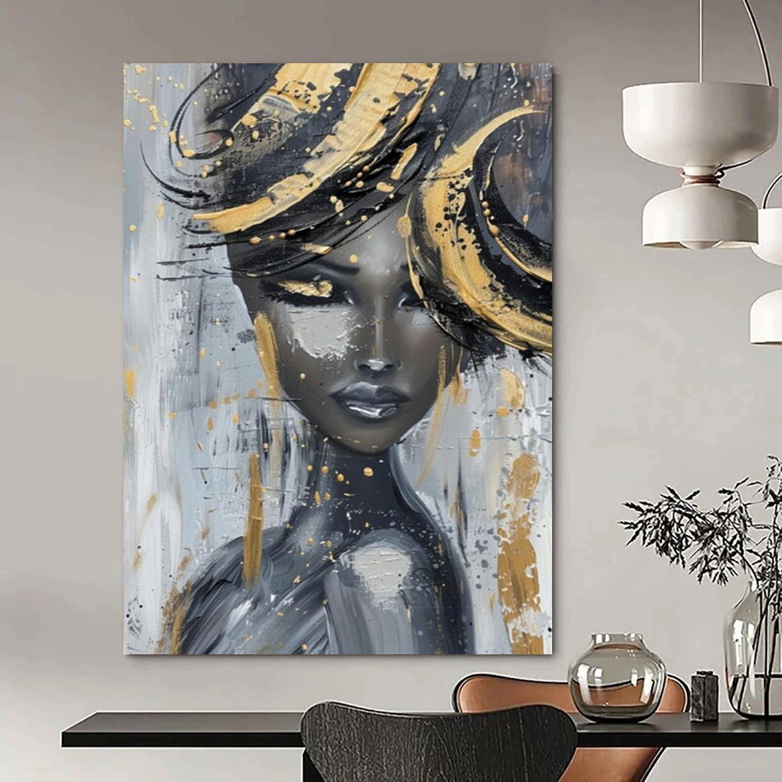 Gigantic Hand-Painted Abstract Wall Murals for Dining Room & Library LargeART2196