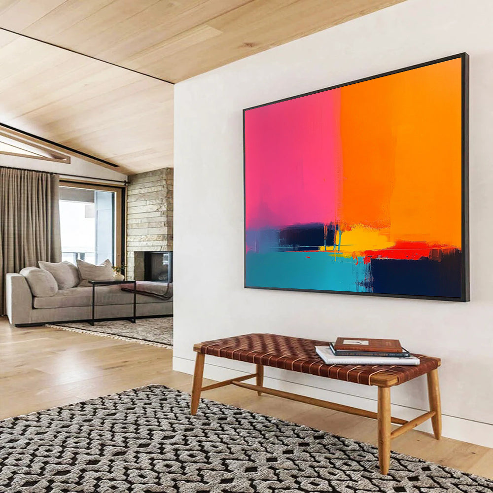 “Vibrant Color Field” - Pink, Orange, Blue, Yellow, Purple, Color Blocks - Painting On Canvas HB1437