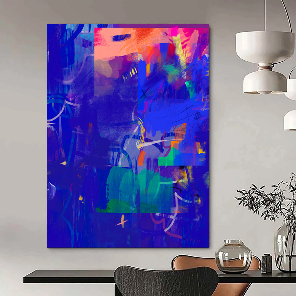 Modern & Minimalist Hand-Painted Custom Abstract Painting for Office & Hotel LargeART2007