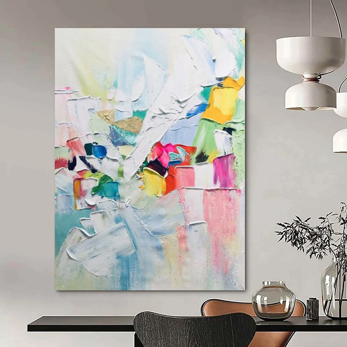 Hand-Painted Large Abstract Creations: Textured Details for Office & Hallway DTP267