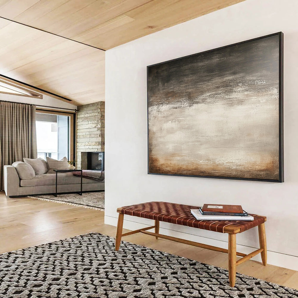 “Neutral Textured Abstraction” - Muted browns, grays, beiges, Minimalist Textural Painting On Canvas HB0583