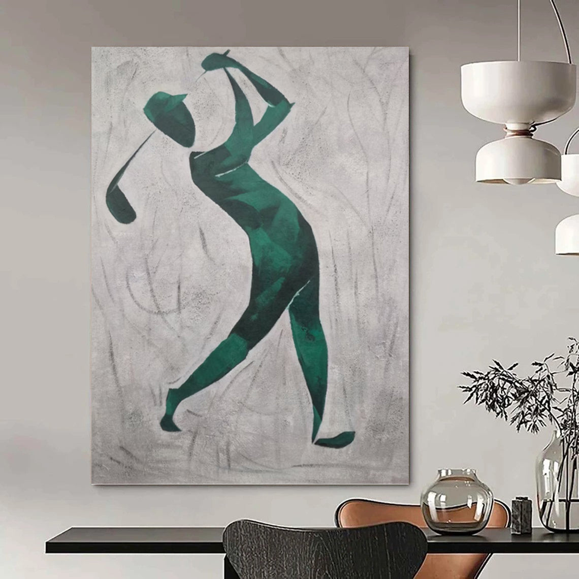 Giant - Scale Vertical Hand - Painted Custom Abstract Enigma (with Diverse Textures) for Dining Room and Hotel DKH1561