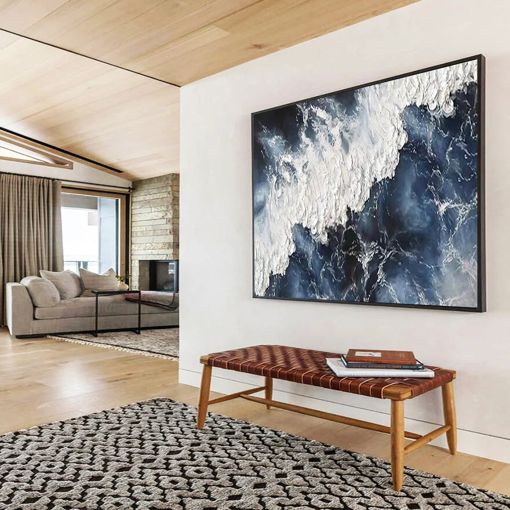 Textured Ocean Wave - Dramatic Coastal Living Room Art DLZ250