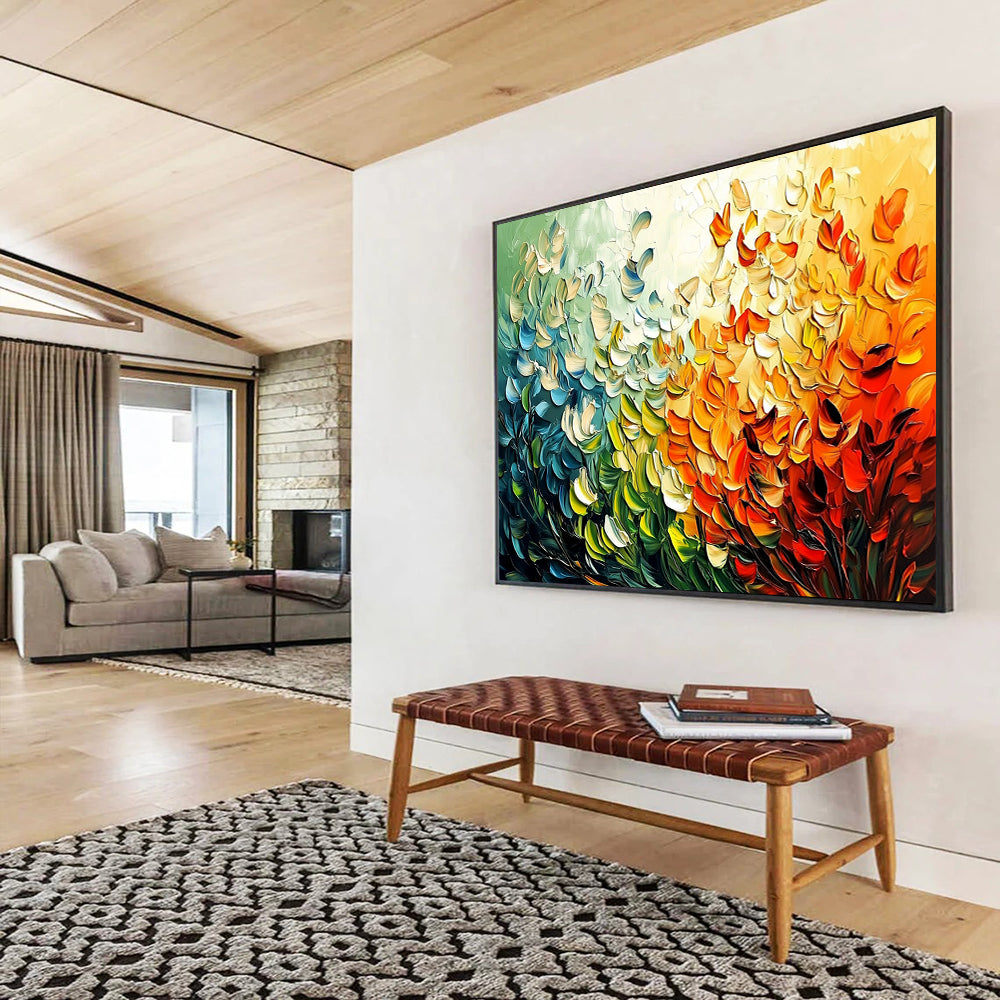 “Textured Floral Gradient” - Green, Orange, Blue, Textured Floral Gradient HB1142