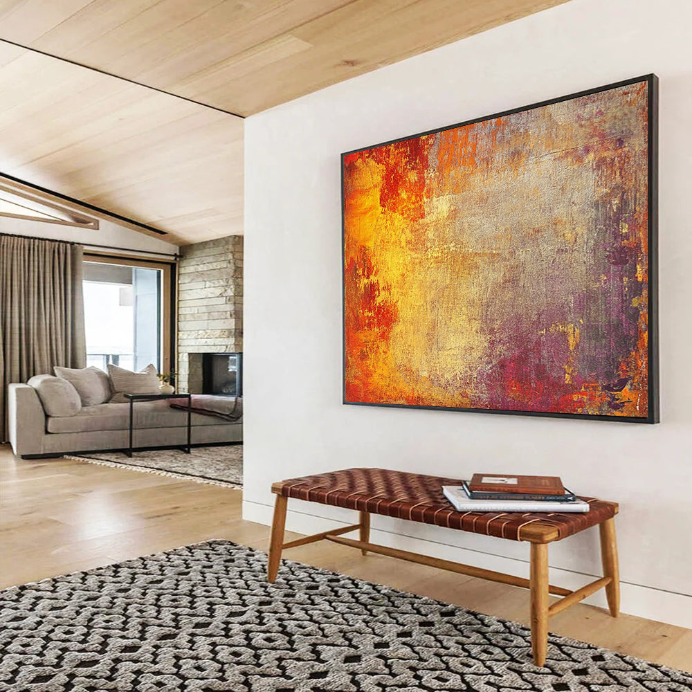 “Warm Textured Background” - Orange, Yellow, Red, Purple, Gray - Textured Abstract Background - Acrylic Painting HB1325