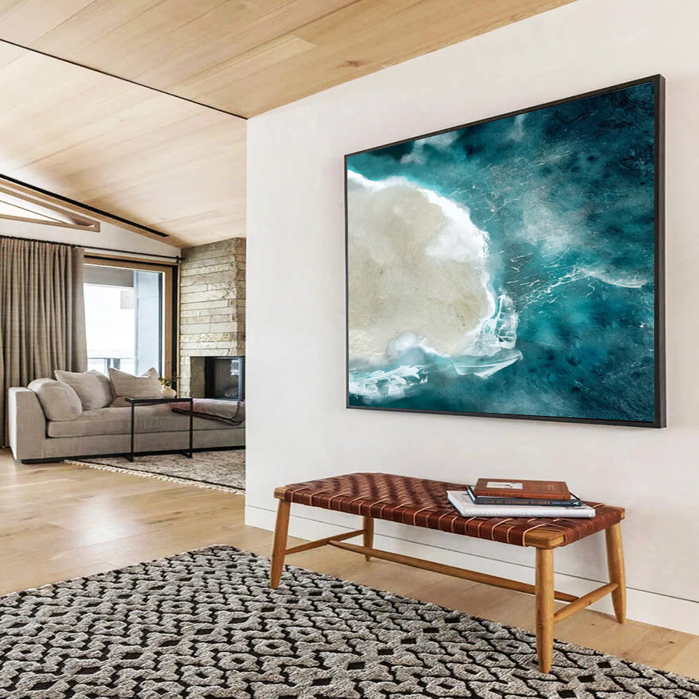 Aerial Coastal View - Large Colorful Living Room Centerpiece DLZ125