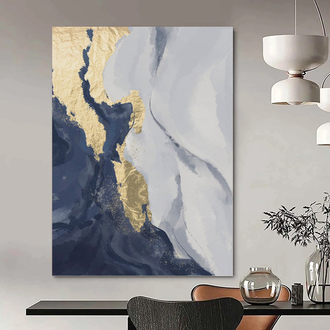 Grandiose - Extent Hand - Painted Textured Custom Abstract Crescendo, for Office and Bedroom DKH1514
