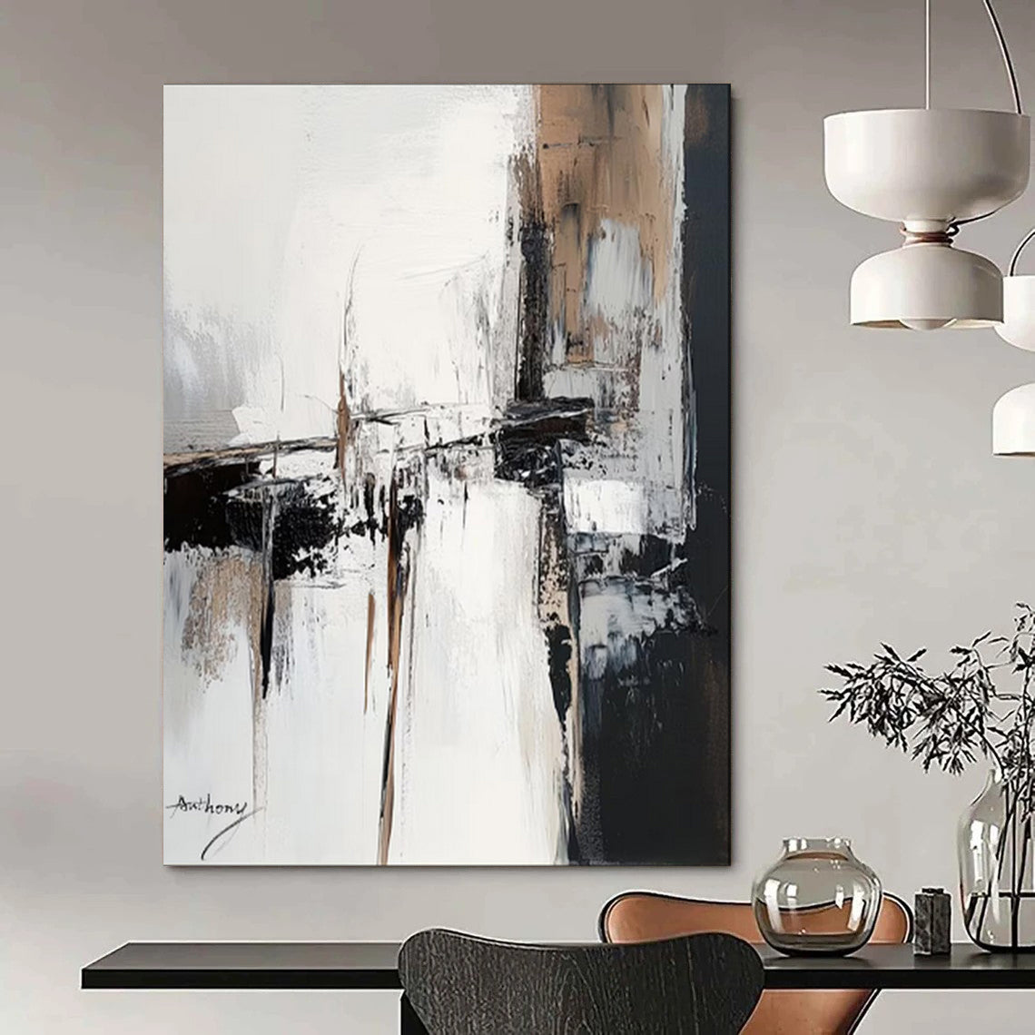 Art Nouveau Textured Abstract Wall Art for Dining Room & Music Room LargeART2087