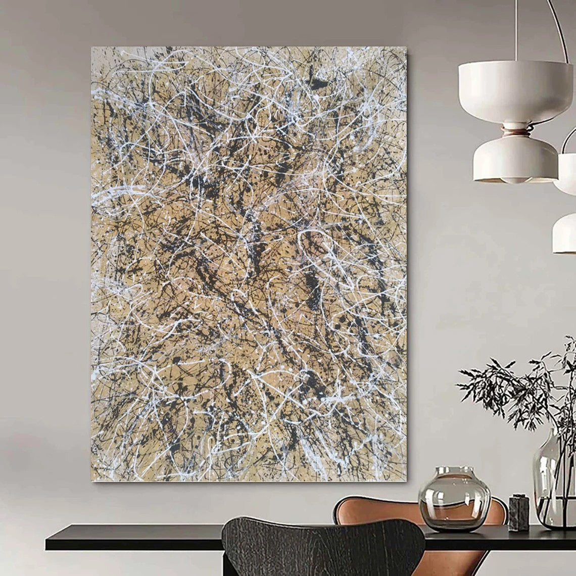 Grand - Proportioned Vertical Hand - Painted Textured Custom Abstract Madrigal for Living Room and Entryway DKH1574
