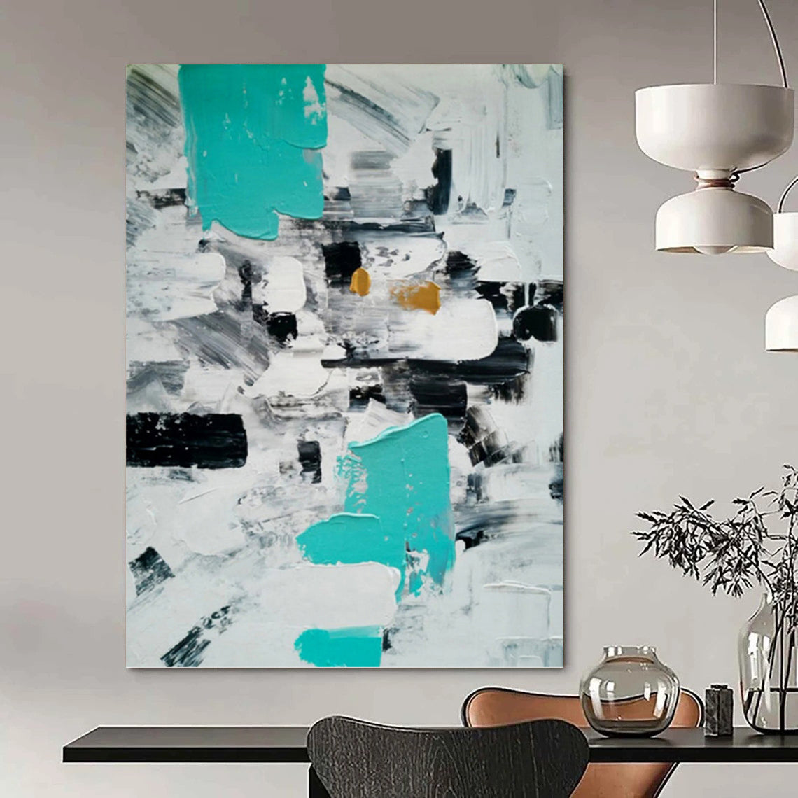 Dynamic Hand - Painted Textured Abstract Painting for Living Room & Office DKH1347