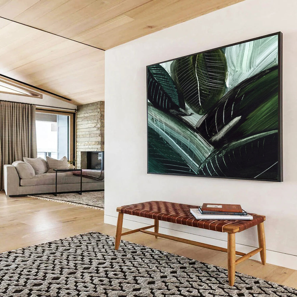 Dark Green Leaf Abstract: Bringing Natural Vitality to the Space DLZ144
