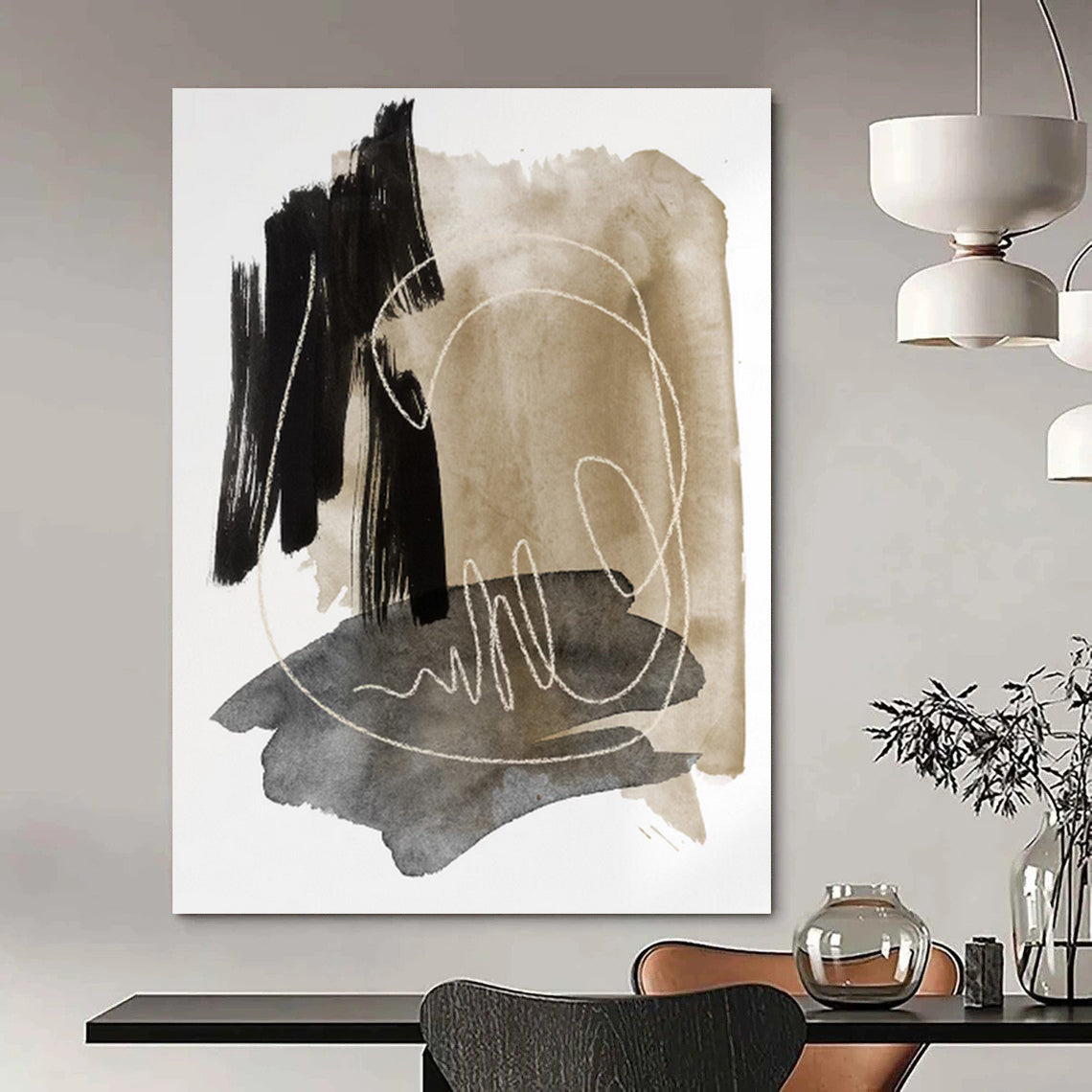 Airy Textured Abstract Canvas for Hallway & Dining Room DKH0969