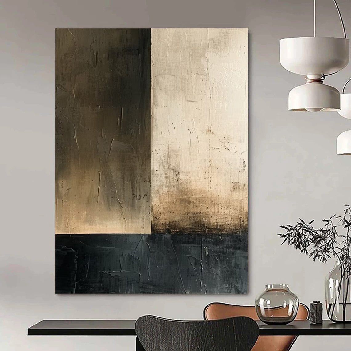 Mega - Sized Hand - Painted Textured Custom Abstract Gem for Dining Room and Hallway DTP016