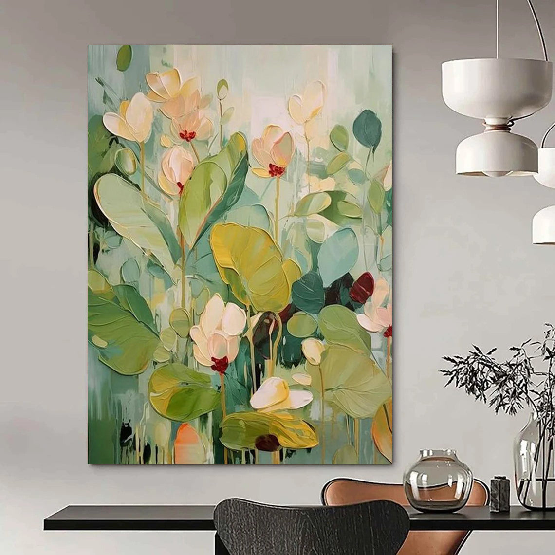 Hand-Painted Large Custom Abstract Art: Textured Details for Hotel & Hallway DTP319