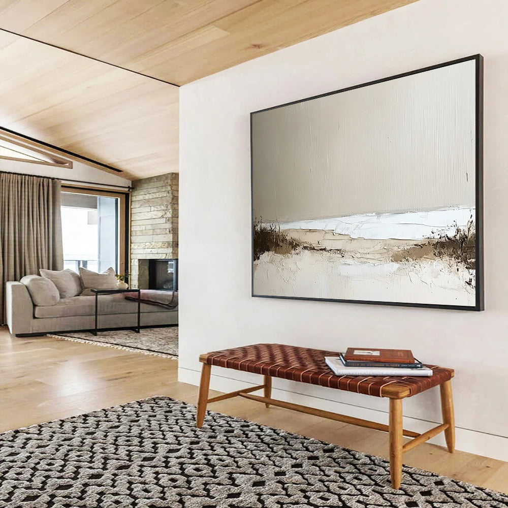 “Neutral Coastal Textures” - Beige, White, Brown, Abstract Seaside - Textured Acrylic Painting HB1496