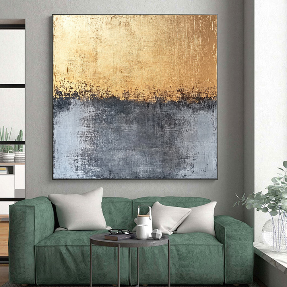 Gold, Gray and Black Abstract Gradient "Ethereal Horizon" Painting On Canvas HB355