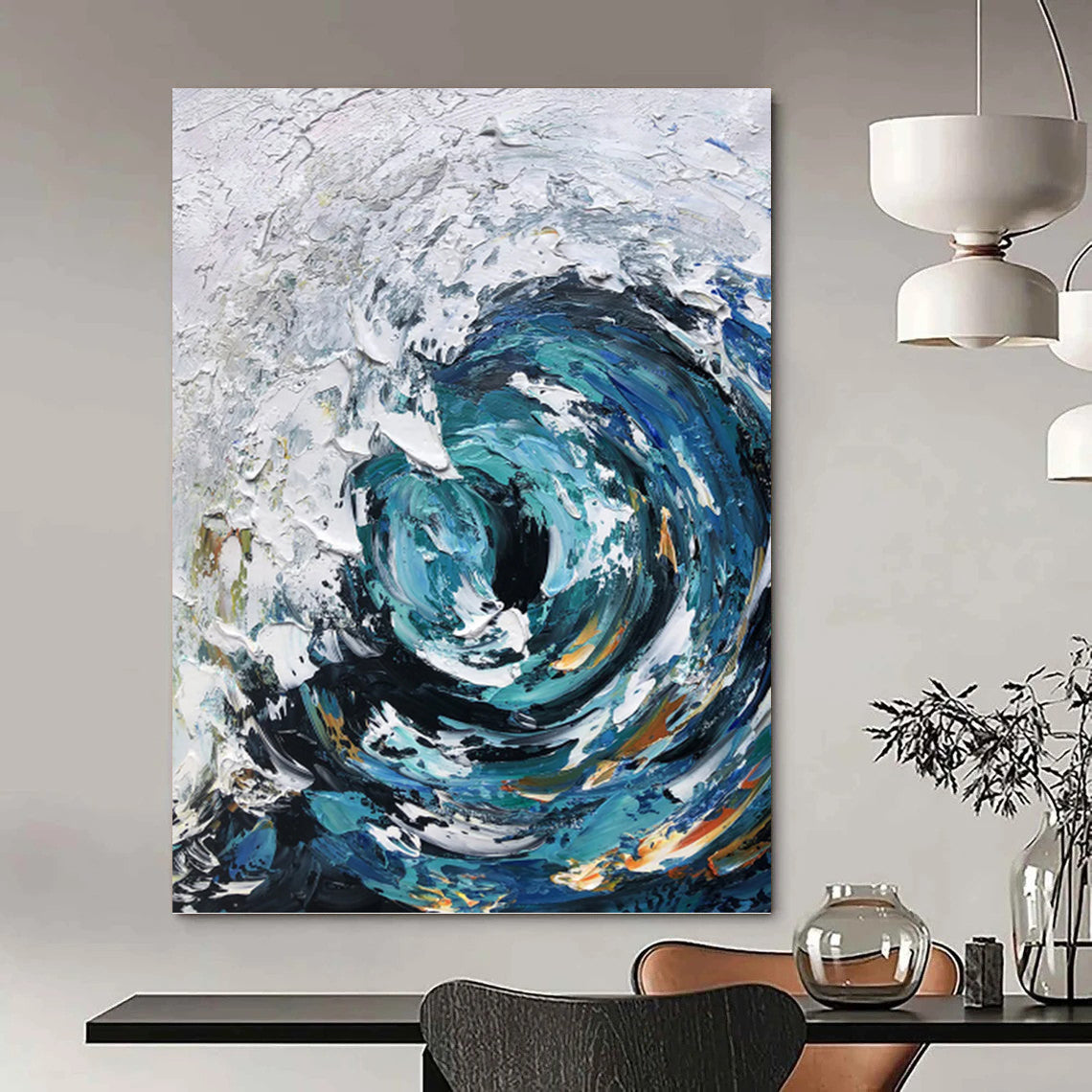 Evocative Hand - Painted Textured Abstract Art for Office & Hallway DKH1295