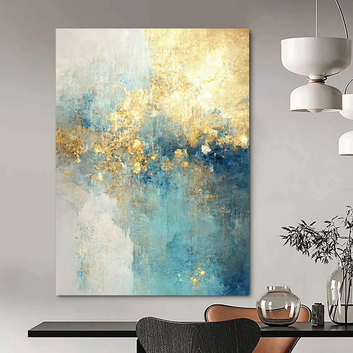 Monumental - Extent Hand - Painted Textured Custom Abstract Gemstone for Dining Room and Living Room DTP077