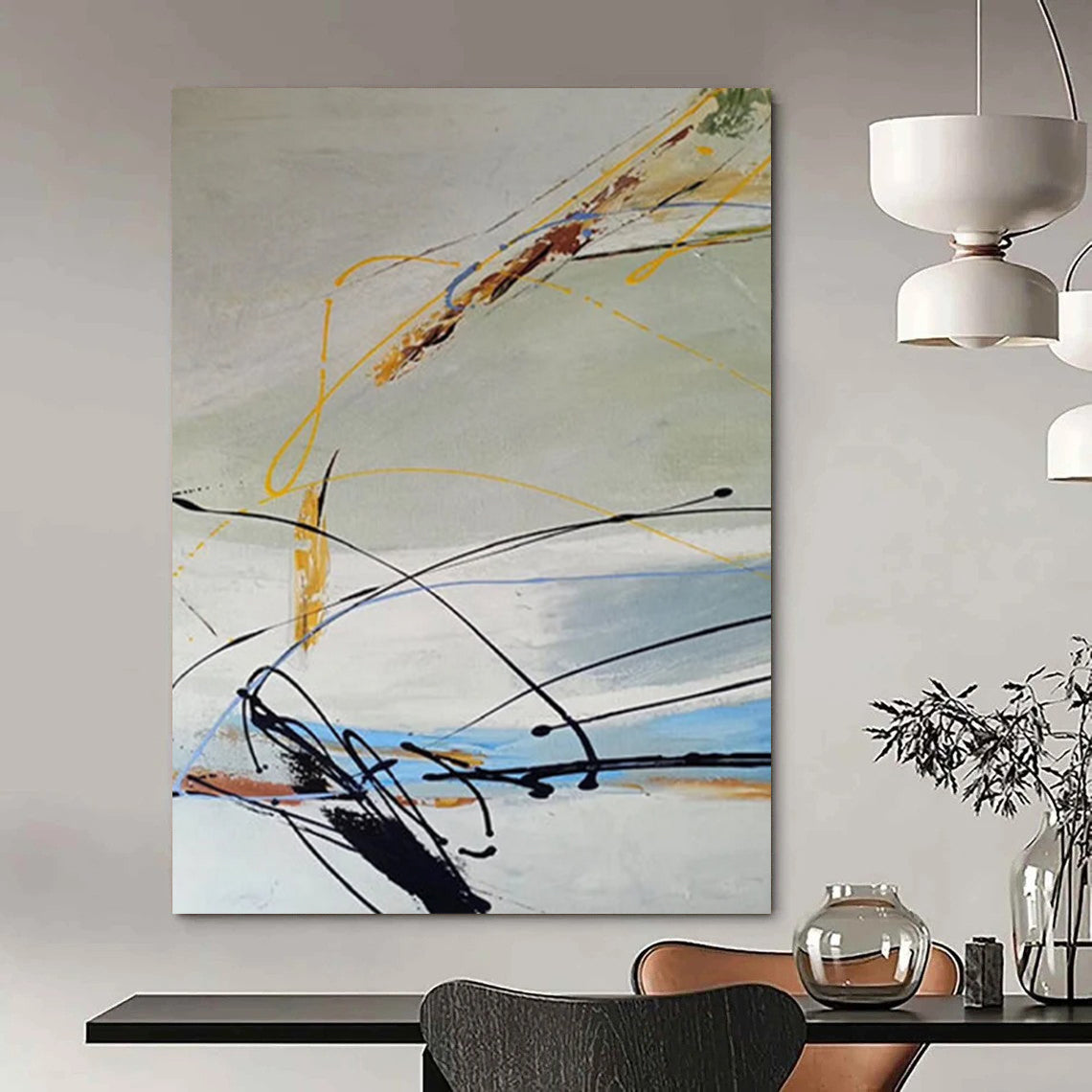 Mammoth Hand - Painted Textured Custom Abstract Painting for Dining Room and Office DTP035