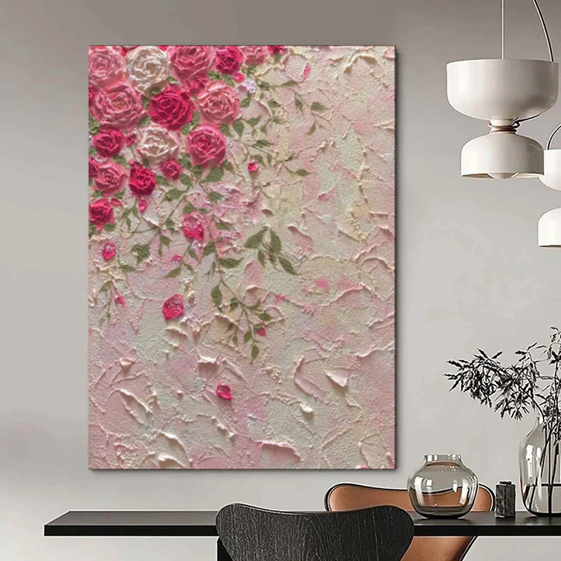 Serene & Monochromatic Hand-Painted Custom Abstract Painting for Bedroom & Entryway LargeART1985