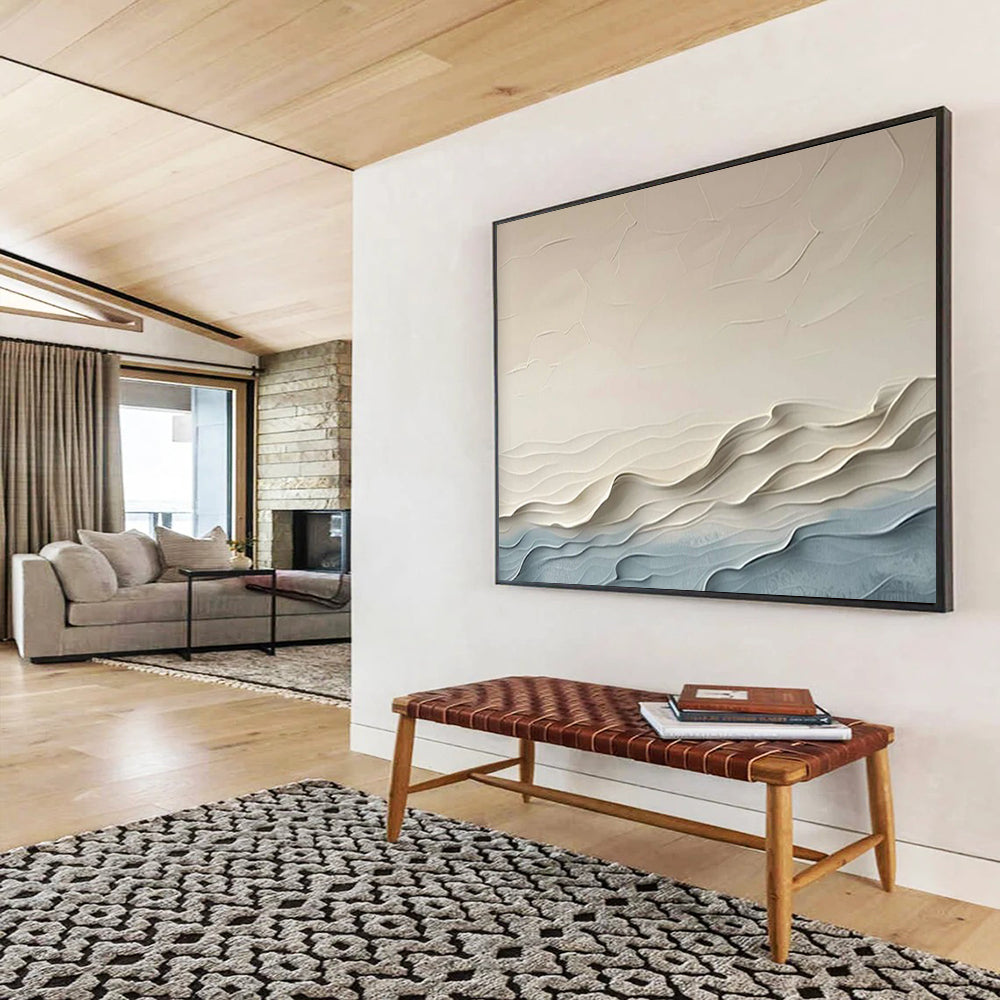 Textured Neutral Waves - Serene Living Room Art DLZ251